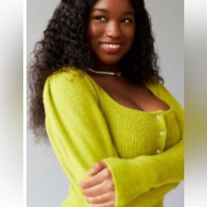 UO Ashley Puff Sleeve Cardigan